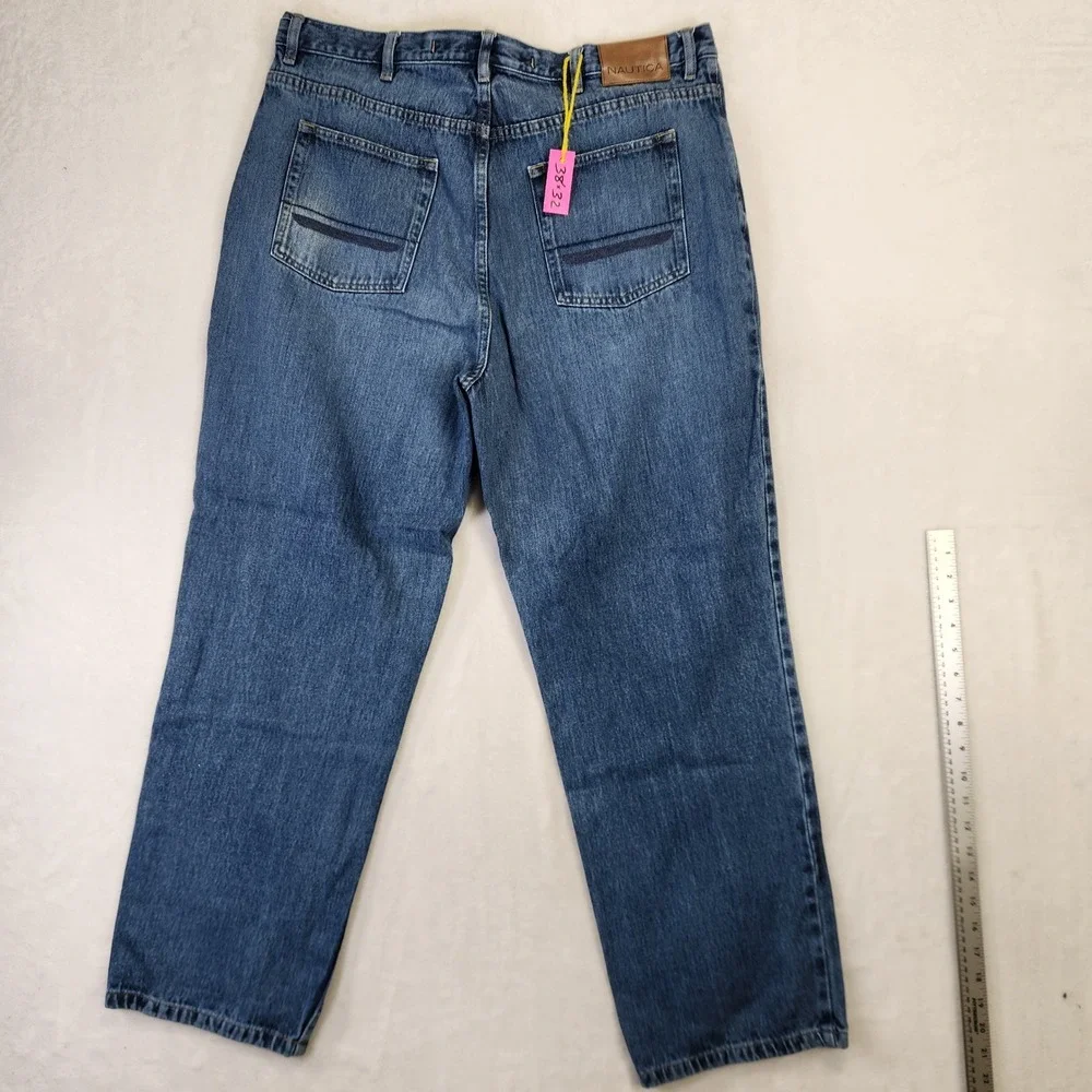 Nautica NS83 J-Class Mens Jeans 38x32 Medium Wash Straight‎ Leg Denim Blue